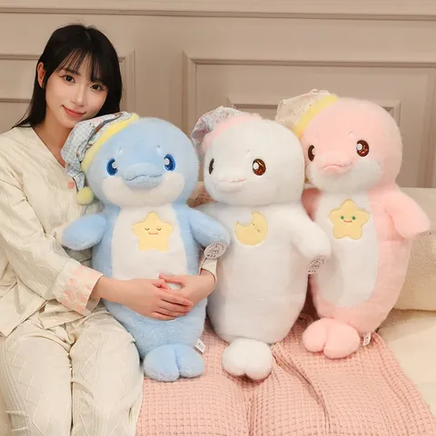 Gối Ôm Cá Heo Ngủ Ngon 3 Màu Hàng Loại 1 Quảng Châu Gấu Bông Siêu Mềm Ôm Ngủ Trang Trí Phòng Quà Tặng Dễ Thương