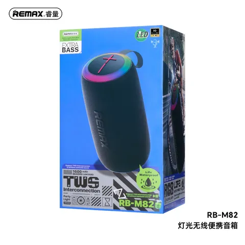 Loa Bluetooth REMAX RB-M82 14W Đèn LED RGB, Hỗ Trợ TWS, USB/TF/FM, Âm Thanh Stereo, Pin 1600mAh. (P134172)