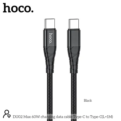 Cáp Sạc Hoco DU02 Max 60W Type-C to Type-C Sạc & Truyền Dữ Liệu Cho Laptop Điện Thoại (P134146)