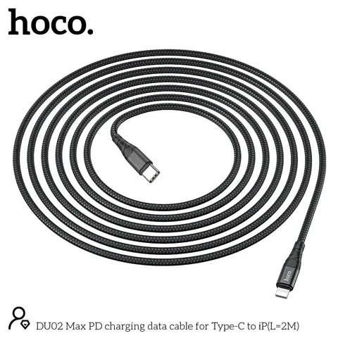 Cáp Sạc Nhanh Hoco DU02 Max Type-C to L PD 20W, Dây Bọc Dù Nylon, Hợp Kim Nhôm, Truyền Dữ Liệu Ổn (P134145)