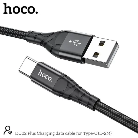 Cáp Sạc Nhanh DU02 Plus Charging data cable 2M, Dây Bọc Dù Chống Gãy, Hỗ Trợ Sạc & Truyền Dữ Liệu (P134129)