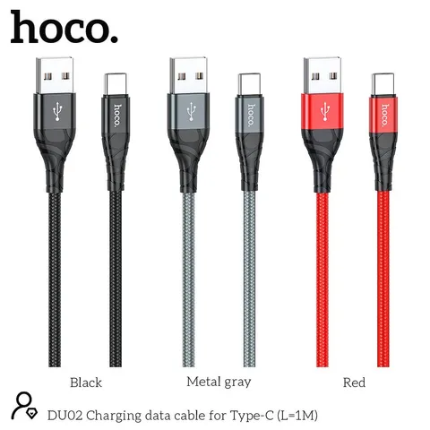 Cáp Sạc DU02 Charging data cable (USB) dây dù chống đứt chống rối, Sạc Nhanh, Ổn Định (P134127)