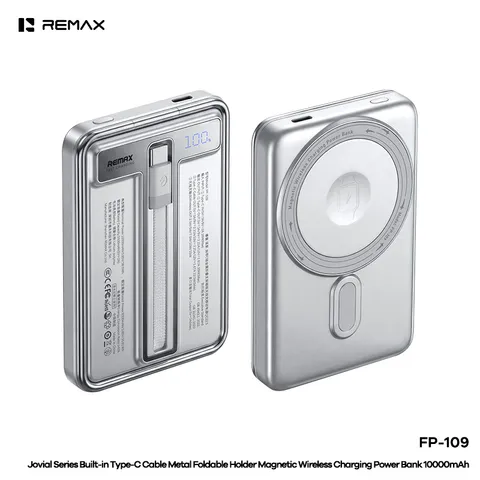 Pin Sạc Dự Phòng Remax FP-109 10000mAh, Sạc Nhanh 22.5W, Sạc Không Dây Từ Tính 15W, Tích Hợp Cáp C (P134122)