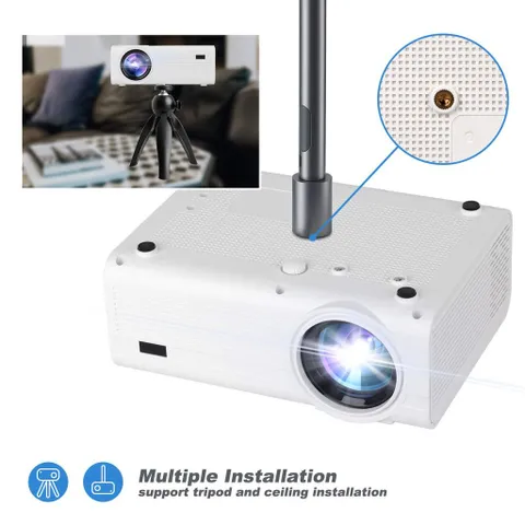 Máy Chiếu Mini Living Enrichment Full HD 1080P, Màn Chiếu 170 Inch, Loa Kép, Tặng Valy (Amazon US) (P133972)