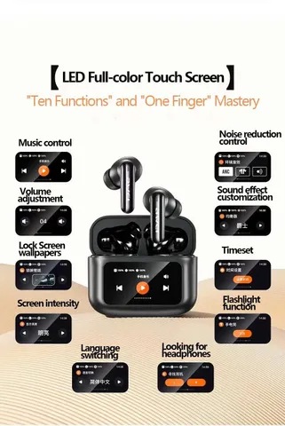 Tai Nghe Bluetooth AWEI T56 ANC Màn Hình Cảm Ứng Màu, Chống Ồn ANC+ENC, Bluetooth 5.4 (P133480)