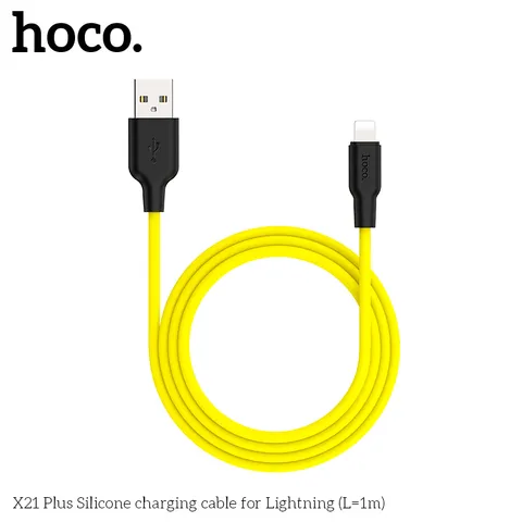 Cáp Sạc Silicone Hoco X21 Plus Type-C 3A / Lightning 2.4A Dây Mềm Chống Rối 1M (P133459)
