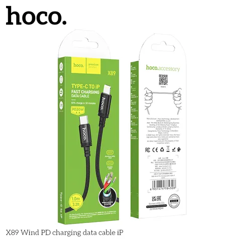 Cáp Sạc Sạc Nhanh Hoco X89 Type-C To iP - PD20W Dây Dù Bện Đầu Hợp Kim Nhôm 1M Cao Cấp (P133425)