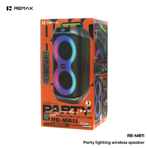 Loa Karaoke REMAX RB-MB11 80W Kèm 2 Micro Không Dây Bluetooth 6.0 Đèn LED Party Âm Thanh Sống Động (P133417)
