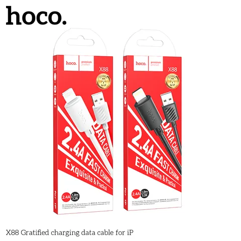 Cáp Sạc Hoco X88 1M 2.4A Truyền Dữ Liệu Ổn Định, Chất liệu PVC dẻo dai, Chống Rối, Chống Gãy Đầu Cáp (P133351)