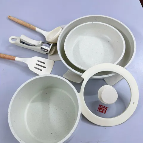 ✅ TR/GD- Bộ 3 nồi chảo UCC LIFE màu trắng (P133038)