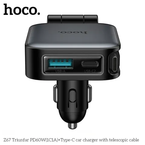 Tẩu Sạc Xe Hơi HOCO Z67/Z67A PD60W - Sạc Nhanh - Kèm Cáp Rút Đa Năng, Tiện Lợi - Thiết Kế Cao Cấp. (P133012)