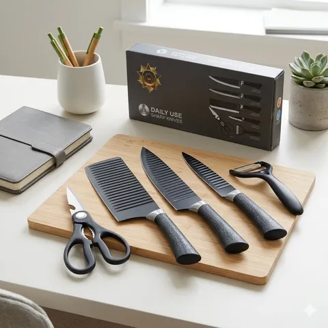 Bộ dao làm bếp 6 món SHARP KNIFE - Đẹp, đủ món, thích hợp làm quà tặng, hàng tặng kèm (P132844)