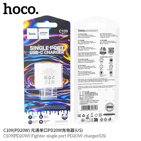 Củ Sạc Nhanh HOCO C109 (US EU) PD20W QC3.0, Sạc Nhanh Đa Chuẩn, Nhỏ Gọn Tiện Lợi. (P132040)