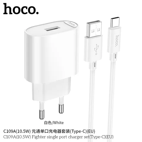 Bộ Củ Cáp HOCO C109-C109A Cáp 1m Chuẩn US/EU, Sạc Ổn Định Cho Mọi Thiết Bị (P132010)