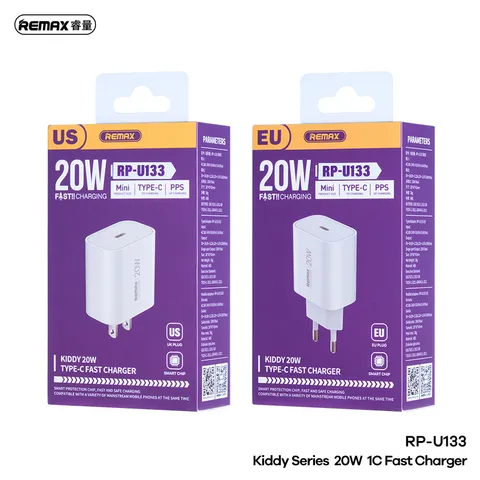 [FREE VAT] Củ Sạc Nhanh REMAX RP-U133 (US-EU) Supreme Charge – Công Nghệ Sạc Nhanh 20W (P131921)
