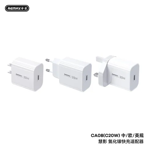 Củ sạc nhanh REMAX Huiying GaN Fast Charging Charger CA08(C20W) CN-EU sử dụng công nghệ gan hiện đại (P131915)