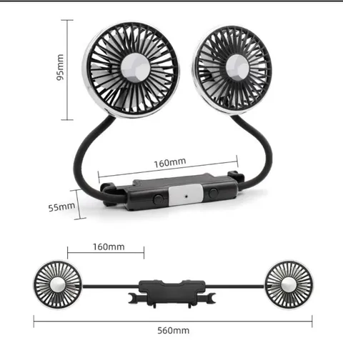 Quạt ÔTô F310 Làm Mát Gió Siêu Êm, Chân USB Quạt 2 Đầu Xoay 360° gắn ghế, Điều chỉnh dễ dàng (P131832)