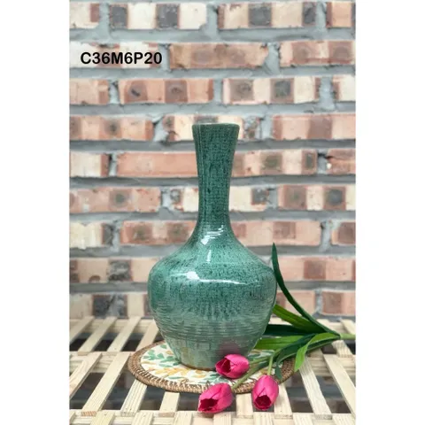 Bình hoa dáng tỏi cổ nhỏ cao 36cm gốm sứ Bát Tràng, cắm đào, lựu, tuyết mai đẹp, decor nhà xinh, sản phẩm cao cấp