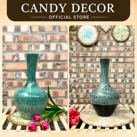 Bình hoa dáng tỏi cổ nhỏ cao 36cm gốm sứ Bát Tràng, cắm đào, lựu, tuyết mai đẹp, decor nhà xinh, sản phẩm cao cấp
