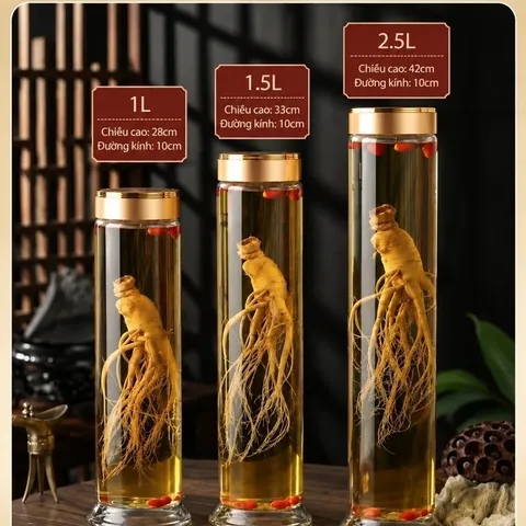 BÌNH THỦY TINH NGÂM R. Ư. Ợ. U – NGÂM SÂM CAO CẤP 1L | 1.5L | 2.5L. THUỶ TINH LOẠI 1 CAO CẤP