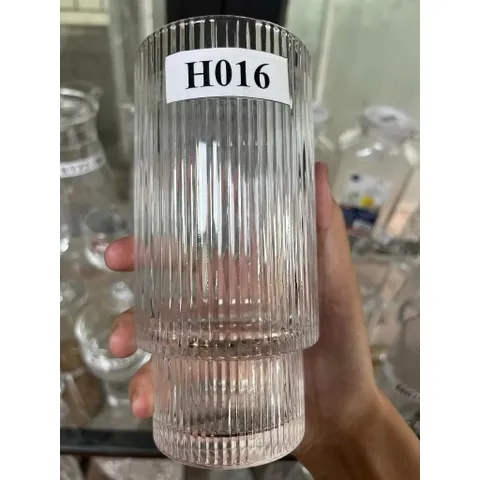 Ly thuỷ tinh/ Cốc thuỷ tinh dáng cao cấp hoạ tiết kẻ sọc phân tầng