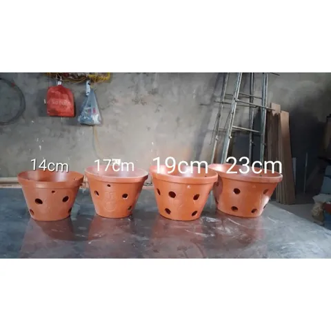 COMBO 3-5 Chậu  đất nung có 4 size + Tặng kèm móc treo, trồng hoa Lan, cây phong Lan, phong lan loại 1