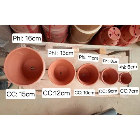 COMBO 3-5 Chậu  đất nung có 4 size + Tặng kèm móc treo, trồng hoa Lan, cây phong Lan, phong lan loại 1