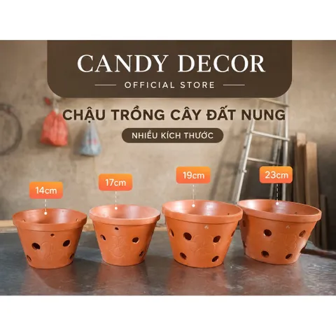 COMBO 3-5 Chậu  đất nung có 4 size + Tặng kèm móc treo, trồng hoa Lan, cây phong Lan, phong lan loại 1
