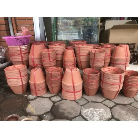 COMBO 3-5 Chậu  đất nung có 4 size + Tặng kèm móc treo, trồng hoa Lan, cây phong Lan, phong lan loại 1