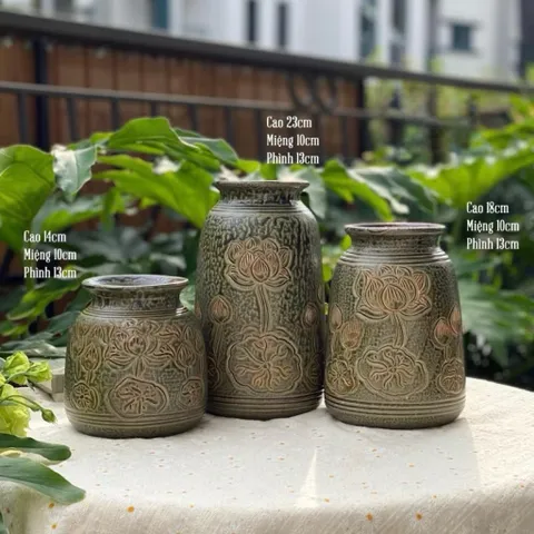 (Nhiều Màu) - Set 3 Bình Hoa Men Nâu Mộc Gốm Sứ Bát Tràng Dáng đơn giản – mộc mạc | Decor nhà cửa – studio chụp ảnh