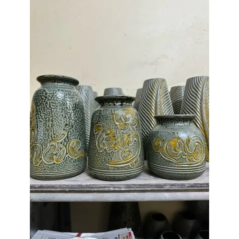 (Nhiều Màu) - Set 3 Bình Hoa Men Nâu Mộc Gốm Sứ Bát Tràng Dáng đơn giản – mộc mạc | Decor nhà cửa – studio chụp ảnh