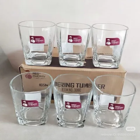 Bộ 6 Ly thuỷ tinh/ Cốc thuỷ tinh hãng Red Cherry dung tích 165ml chịu nhiệt tốt