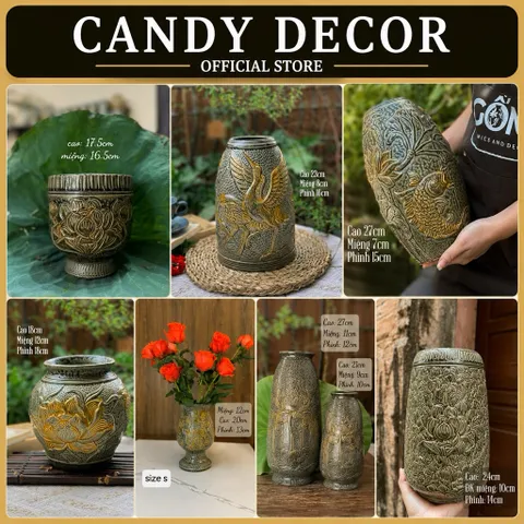 Bộ Sưu Tập lọ bình hoa men lam chảy gốm sứ Bát Tràng cao cấp decor trang trí nhà