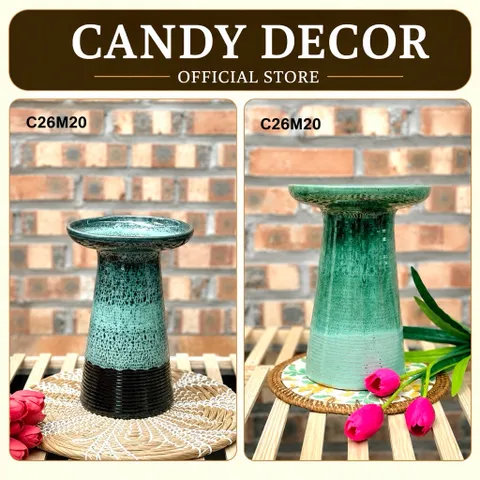 Bình hoa dáng mặt hồ cao 26cm gốm sứ Bát Tràng, cắm hoa hồng, ly, dơn, cúc,… Làm decor, trang trí
