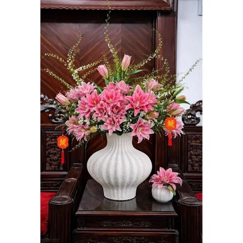 (Nhiều Màu) - Bình Gốm Dáng Đèn Lồng Gốm Sứ Bát Tràng Cao Cấp Cắm Hoa Bày Ban Trang Trí Decor Phòng Khách Cắm Tuyết Mai