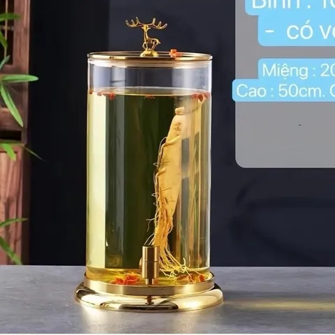 (5L - 10L) - BÌNH NGÂM R.Ư.Ợ.U THỦY TINH NẮP HƯƠU VÀNG CAO CẤP – SANG TRỌNG. CHẤT LIỆU TRONG SUỐT BỀN ĐẸP