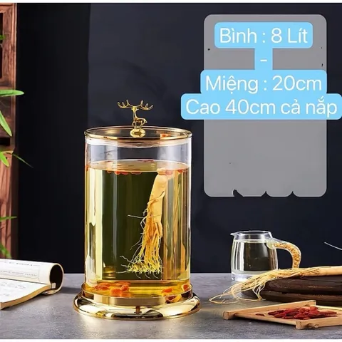 (5L - 10L) - BÌNH NGÂM R.Ư.Ợ.U THỦY TINH NẮP HƯƠU VÀNG CAO CẤP – SANG TRỌNG. CHẤT LIỆU TRONG SUỐT BỀN ĐẸP
