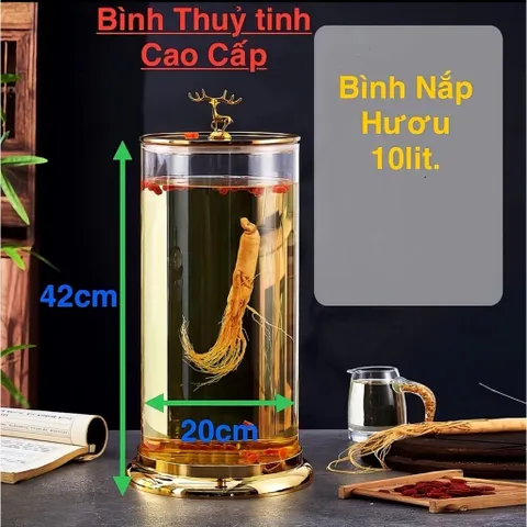 (5L - 10L) - BÌNH NGÂM R.Ư.Ợ.U THỦY TINH NẮP HƯƠU VÀNG CAO CẤP – SANG TRỌNG. CHẤT LIỆU TRONG SUỐT BỀN ĐẸP