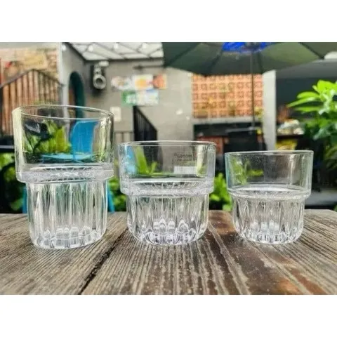 Ly thuỷ tinh/ Cốc thuỷ tinh đáy khía 2 tầng chịu nhiệt có 3 size