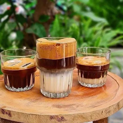 Ly thuỷ tinh/ Cốc thuỷ tinh đáy khía 2 tầng chịu nhiệt có 3 size