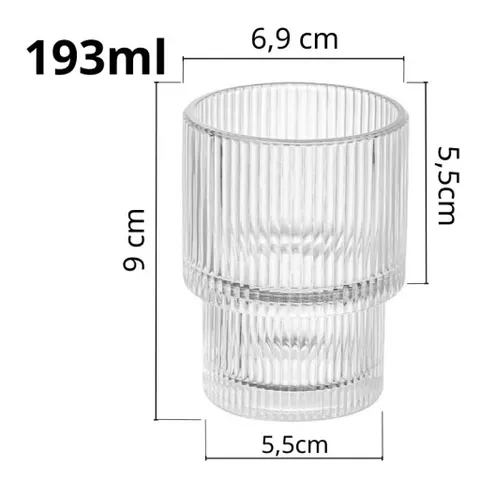 Ly thuỷ tinh/ Cốc thuỷ tinh 2 tầng sọc dọc hãng Deli cao câp chịu nhiệt có 3 size decor quán cà phê đẹp