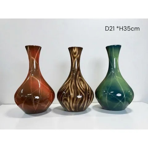 Bình hoa lọ hoa DÁNG TỎI MEN CẨM THẠCH Bát Tràng cao cấp cao 35cm decor nhà sang
