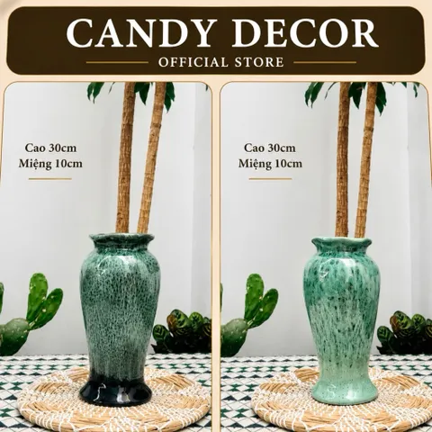 Bình hoa dáng đùi dế miệng lượn cao 30cm gốm sứ Bát Tràng, mang lại vẻ đẹp tinh tế nhẹ nhàng, phù hợp decor nhà cửa,..