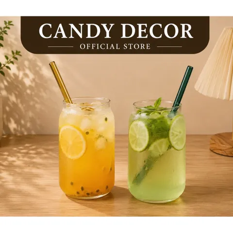 Ly thuỷ tinh/ Cốc thuỷ tinh mỏng trong suốt dáng lon dung tích 480ml