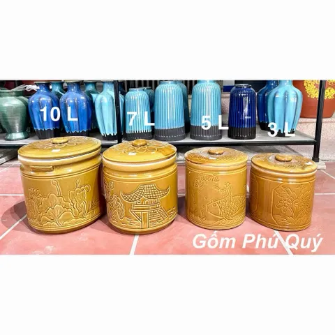 Vại Sành Muối Dưa Cà, Hũ Đựng Gạo Bát Tràng Cao Cấp, hũ sành có 4 size muối dưa cà, kim chi, dưa hành, an toàn lành tính
