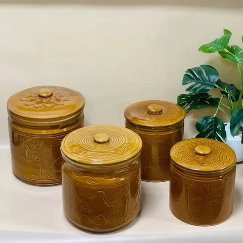 Vại Sành Muối Dưa Cà, Hũ Đựng Gạo Bát Tràng Cao Cấp, hũ sành có 4 size muối dưa cà, kim chi, dưa hành, an toàn lành tính