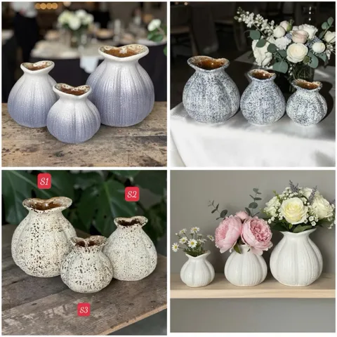 Set 3 bình hoa hoa mini dáng Củ Hành Bát Tràng cao cấp, trang trí phòng khách, decor, làm quà tặng