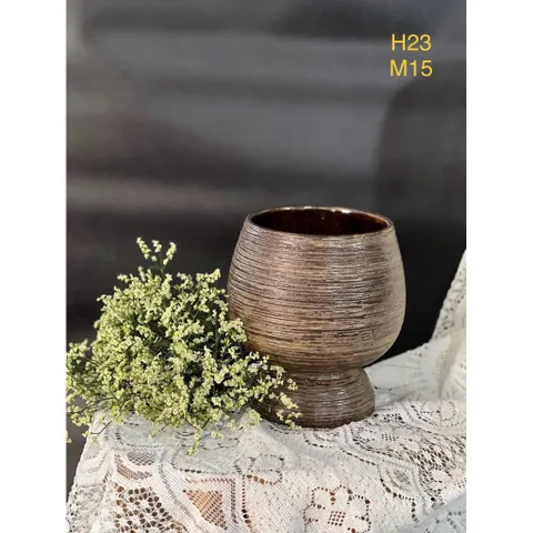 Bình hoa lọ hoa dáng ly tròn Bát Tràng, ly trồng lan, cắm hoa nghệ thuật đẹp sang