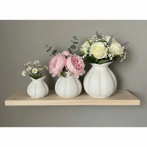 Set 3 bình hoa hoa mini dáng Củ Hành Bát Tràng cao cấp, trang trí phòng khách, decor, làm quà tặng
