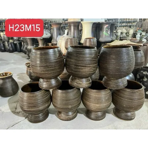 Bình hoa lọ hoa dáng ly tròn Bát Tràng, ly trồng lan, cắm hoa nghệ thuật đẹp sang